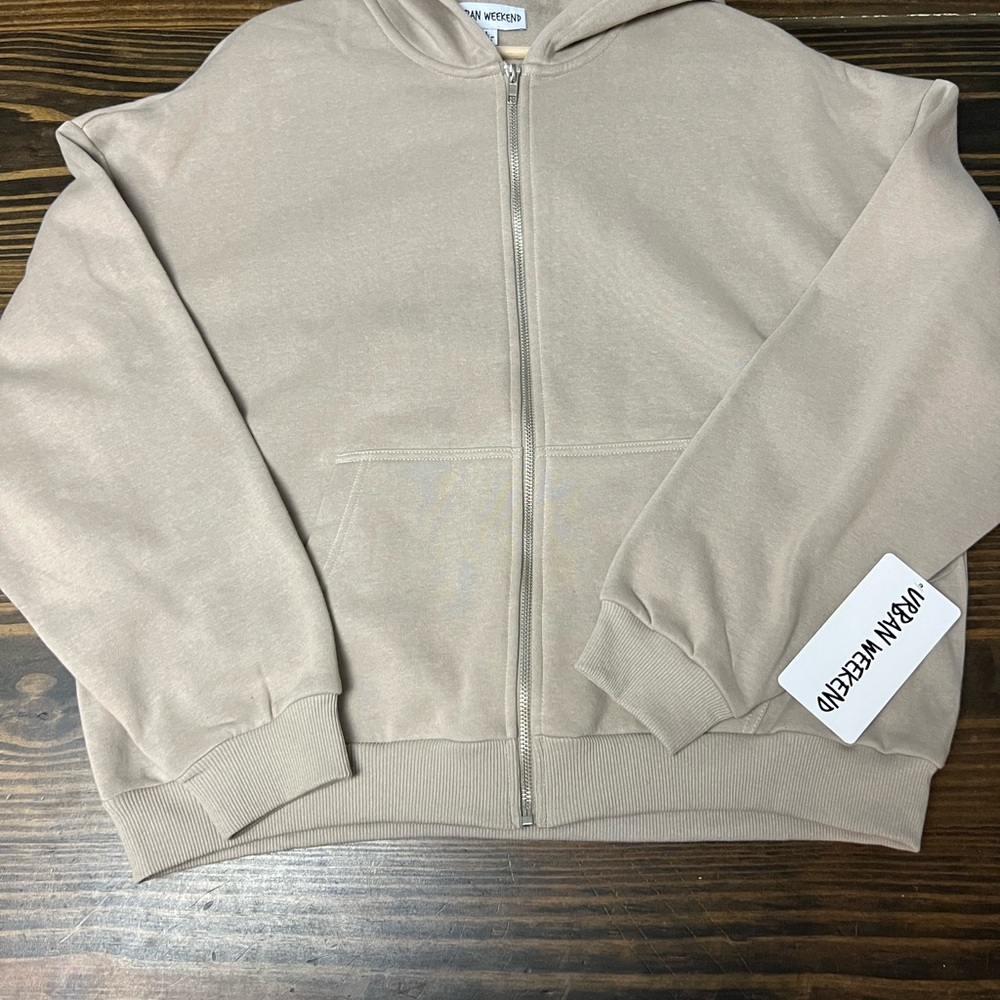Tan Zip-Up Hoodie Size Large from Urban Weekend